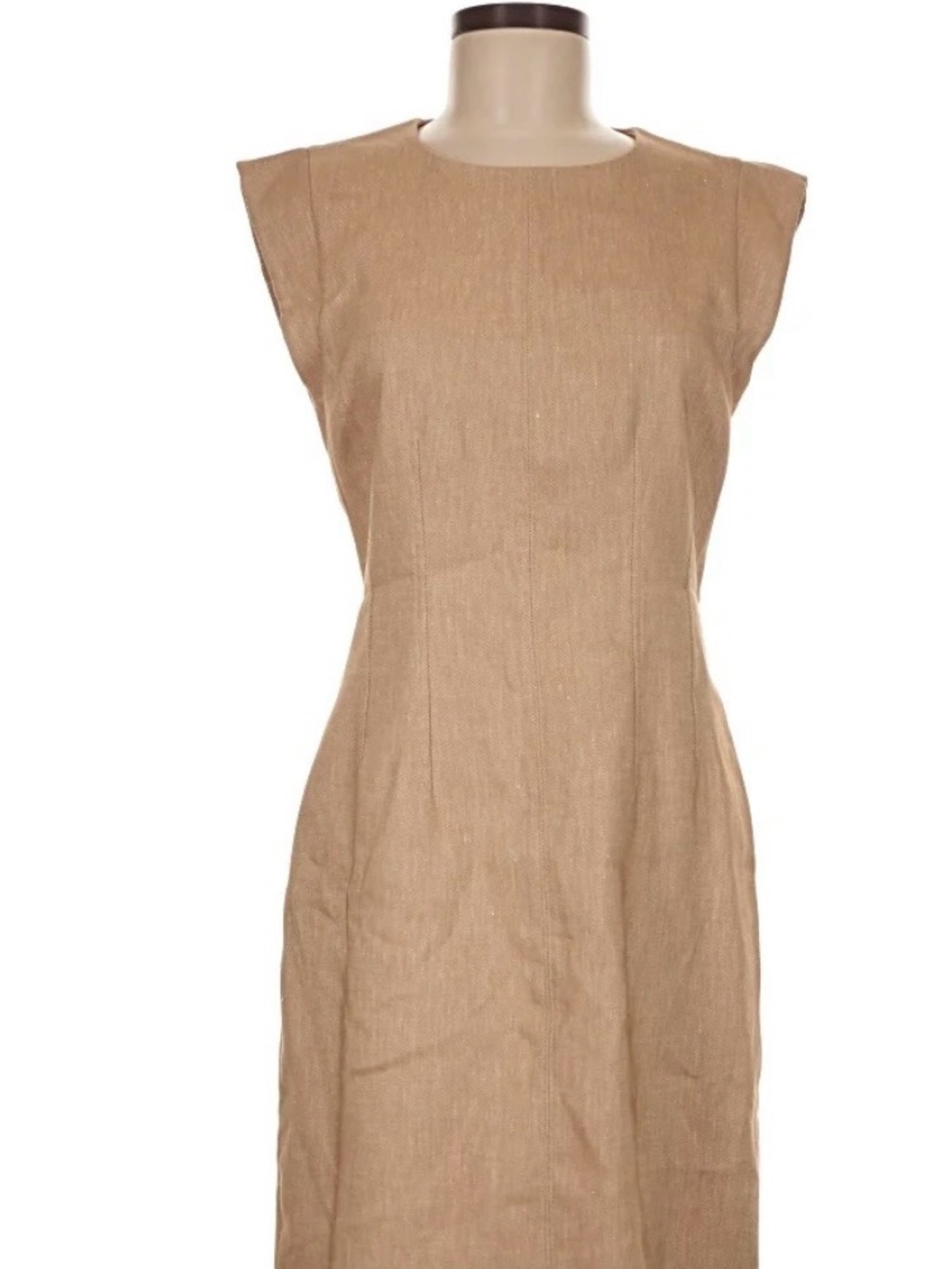 Veronica Beard Tan Cap-Sleeve Shift Dress